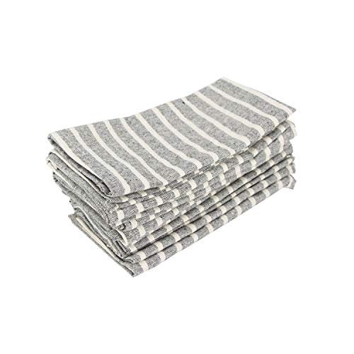 Set of 12 Soft Broad Striped Linen Cotton Dinner Cloth Napkins 40 x 30 cm 