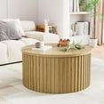 thumbnail image 5 of Fluted Lift Top Coffee Table with Storage, 31.5'' Farmhouse Round Coffee Tables for Living Room, Modern Wood Center Tables with Hidden Compartment for Home, Office (Wood Color), 5 of 16