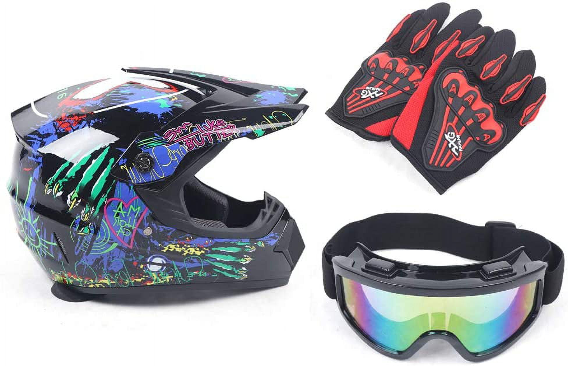 WUZSTAR Youth Adult Off Road Unisex Racing Safety Motorcycle Helmet Multi-Color Riding Helmet,M Size