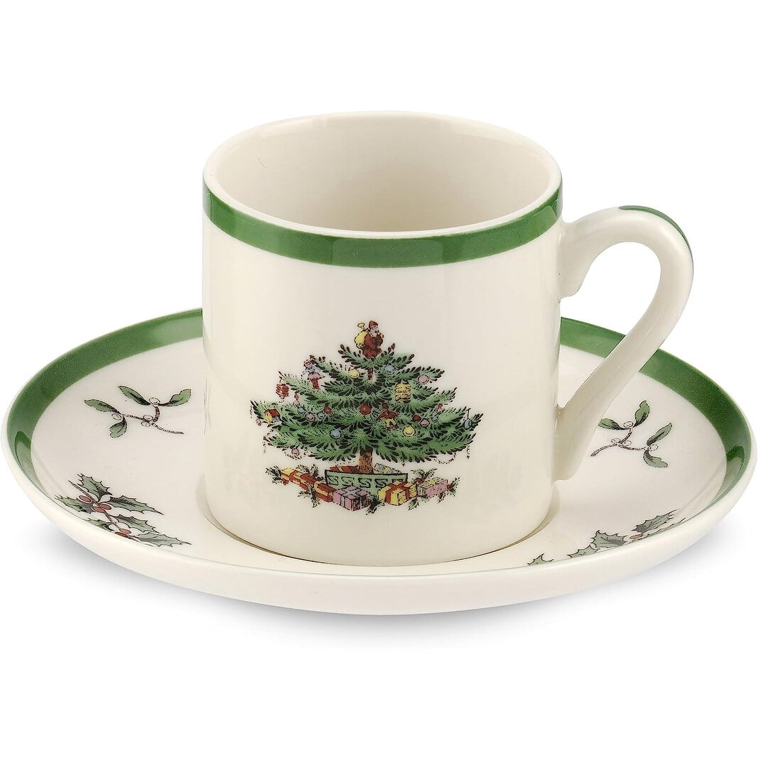 Spode Christmas Tree Espresso Cup and Saucer Set of 4