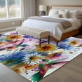 thumbnail image 4 of Pink Purple Hummingbird Area Rugs 5'x7', Washable Small Throw Rugs for Laundry Room Playroom, Spring Oil Painting Sunflowers Indoor Outdoor Rug Non-Slip Low Pile Carpet Runner Reversible Floor Mats, 4 of 8