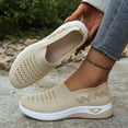 thumbnail image 2 of Duqingm Slip On Shoes Women Women's Slip On Knit Flats Shoes Mesh Walking Loafers Shoes Casual Work Nursing Sneakers White,6, 2 of 7