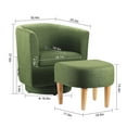 thumbnail image 3 of Dazone Modern Wood Linen Fabric Sponge Solid Print Swivel Armchair with Footstool, Green, 3 of 6