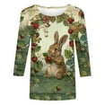thumbnail image 5 of Njagoc3 Womens Garden Bunny Print 3/4 Sleeve Top, Loose Fit, Breathable Fabric, Casual Summer Outdoor & Festival Wear, 5 of 6