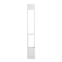 KFFKFF Pet Entry for Sliding Glass Door, Adjustable 75 7/8"-80 11/16" Height, Pet Passage for Sliding Doors, Aluminum Casing and Reinforced Glass, Hinged Flap and Locking Mechanism for Small Dogs