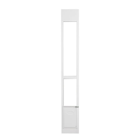KFFKFF Pet Entry for Sliding Glass Door, Adjustable 75 7/8"-80 11/16" Height, Pet Passage for Sliding Doors, Aluminum Casing and Reinforced Glass, Hinged Flap and Locking Mechanism for Small Dogs