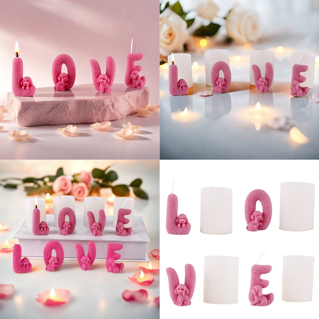 Silicone Moulds Love Sculpture Dogs Candle Molds Figurines Desktop Ornament Molds Epoxy Resin Molds Plasters Molds