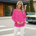 thumbnail image 5 of Women'S Solid Color Round Neck Long Sleeve Loose Chiffon Shirt Top Fashionable and Elegant Pullover Tops Pink XL, 5 of 10