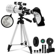 TOP-VISION Telescope, 70mm Telescopes for Adults & Kids, 300mm Portable Refractor Telescope (15X-150X) with a Phone Adapter & Adjustable Tripod for Astronomy Beginners, Gift for Kids