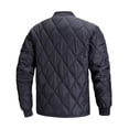 thumbnail image 3 of Mifsaly Quilted Bomber Jacket Men Full Zip Lightweight Puffer Coat Diamond Stitch Long Sleeve Casual Warm Outerwear for Fall Winter Travel Work Everyday Blue,XL, 3 of 8