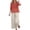 Orange, variant on Womens 2 Piece Outfits Summer Cotton Linen Casual Matching Sets Lounge 3/4 Sleeve Embroidered Top and Capri Pants