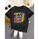 thumbnail image 1 of Boys' Casual Crew Neck T-Shirt - "Happy First Day of School" Colorful Print, Lightweight Cotton, Spring/Summer Regular Fit Tee for Casual Attire, Casual Shirt | Playful Graphic Tee | Comfor, 1 of 7