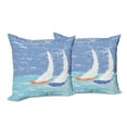 thumbnail image 6 of Ambesonne Nautical Throw Pillow Cover 2 Pack, Grunge Sailboats Ocean, 24", Pale Blue, 6 of 6
