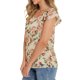 thumbnail image 4 of INSPIRAR CHIC Blusa Floral para Mujeres del Día de San Valentín, Casual de Verano, Cuello Cuadrado, Chiffon, Manga Corta, Camisetas con Volantes L Beige Rosa, 4 of 6