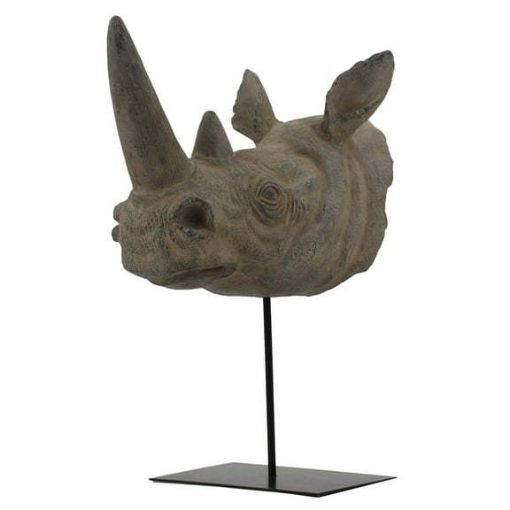 Gild Design House Roho Eclectic Resin/Metal Rhinoceros Head Sculpture in Brown