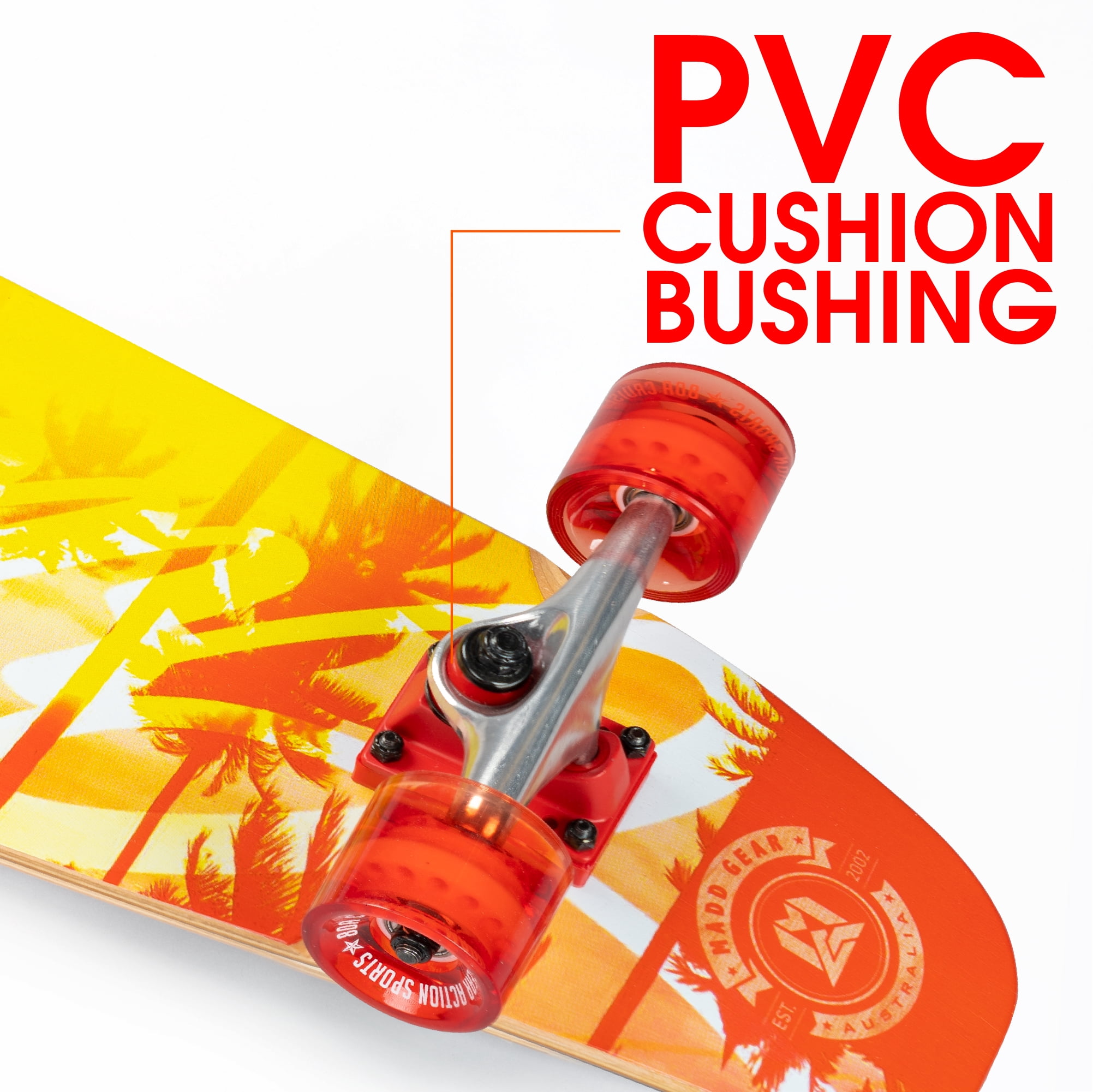 Madd Gear 32" Cruiser Complete Skateboard Maple Deck Smooth 62mm Wheels Fast ABEC 7 Bearings