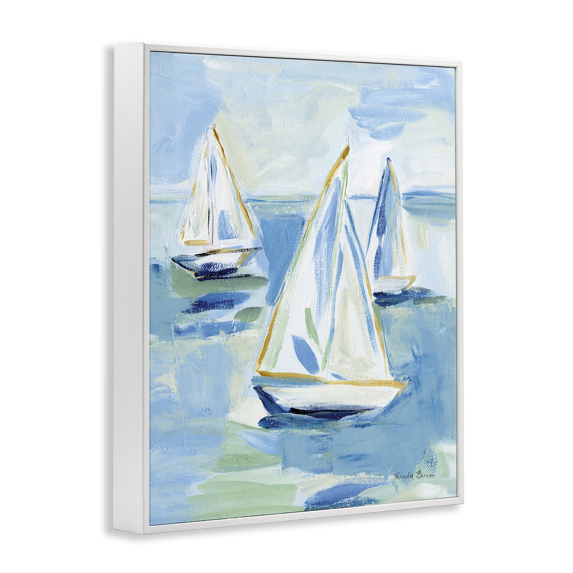 Stupell Industries Setting Sail Fleet Transportation Painting White Framed Art Print Wall Art, 24 x 30