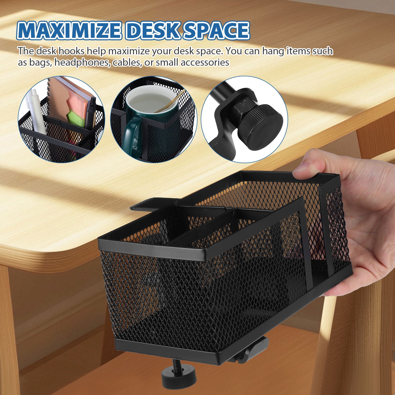 OFFIGAM Black Desktop Organizer Set for Office Accessories Storage and Efficient Workspace Organization