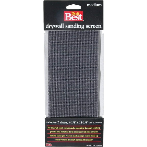 Do it Best Tools Drywall Sanding Screen Precut - 100 Grit, Waterproof, 4-1/4 x 11-1/4 In