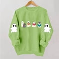 thumbnail image 6 of TKLPEHG Womens Halloween Sweatshirt 2026 Fashion Bookish Reading Ghost Graphic Sweatshirt For Book Lover Long Sleeve Crewneck Funny Pullover (Mint Green,XXL), 6 of 6