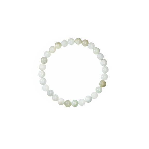 LTC Designs 6mm Shiny Round (Burmese Jadeite) Jade Stretch Bracelet, 6.5"