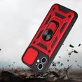 thumbnail image 3 of Sturdy Case for Apple iPhone 12 Mini (Not 12) with Slide Camera Window, Heavy Duty Military Grade Protection Phone Cover Built-in 360°Rotate Ring Stand for Apple iPhone 12 Mini SJ Red, 3 of 14