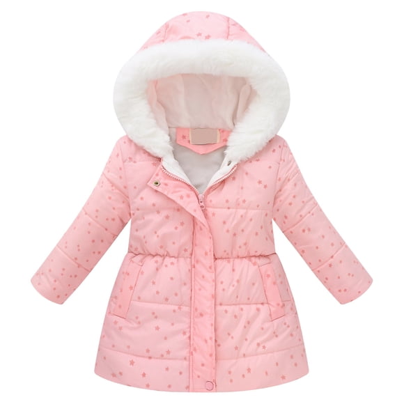 Ketyyh-chn99 Kids Girls Boys Lightweight Puffer Jacket Autumn And Winter New Children's Clothing Boys And Girls Long Hair Hooded Cotton Cottonet Girls for 4-5 Years,Pink