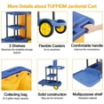 thumbnail image 2 of TUFFIOM Commercial Traditional Cleaning Janitorial 3-Shelf Cart, 500 Lbs Capacity Housekeeping Cart, 42.5"L x 18.7"W x 37.6"H , Wheeled with 22 Gallon Zippered Yellow Vinyl Bag and Cover w lid , Blue, 2 of 9