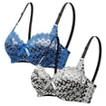 thumbnail image 3 of Zynoxe 2PC Plus Size Lace Balconette Bra with Bow Detail Supportive Underwire Push Up Bra Solid Color Everyday Underwear, 3 of 8
