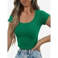 thumbnail image 3 of Lightweight Crop Tops Stretchy Slim Fit Workout Shirts for Women, 3 of 5