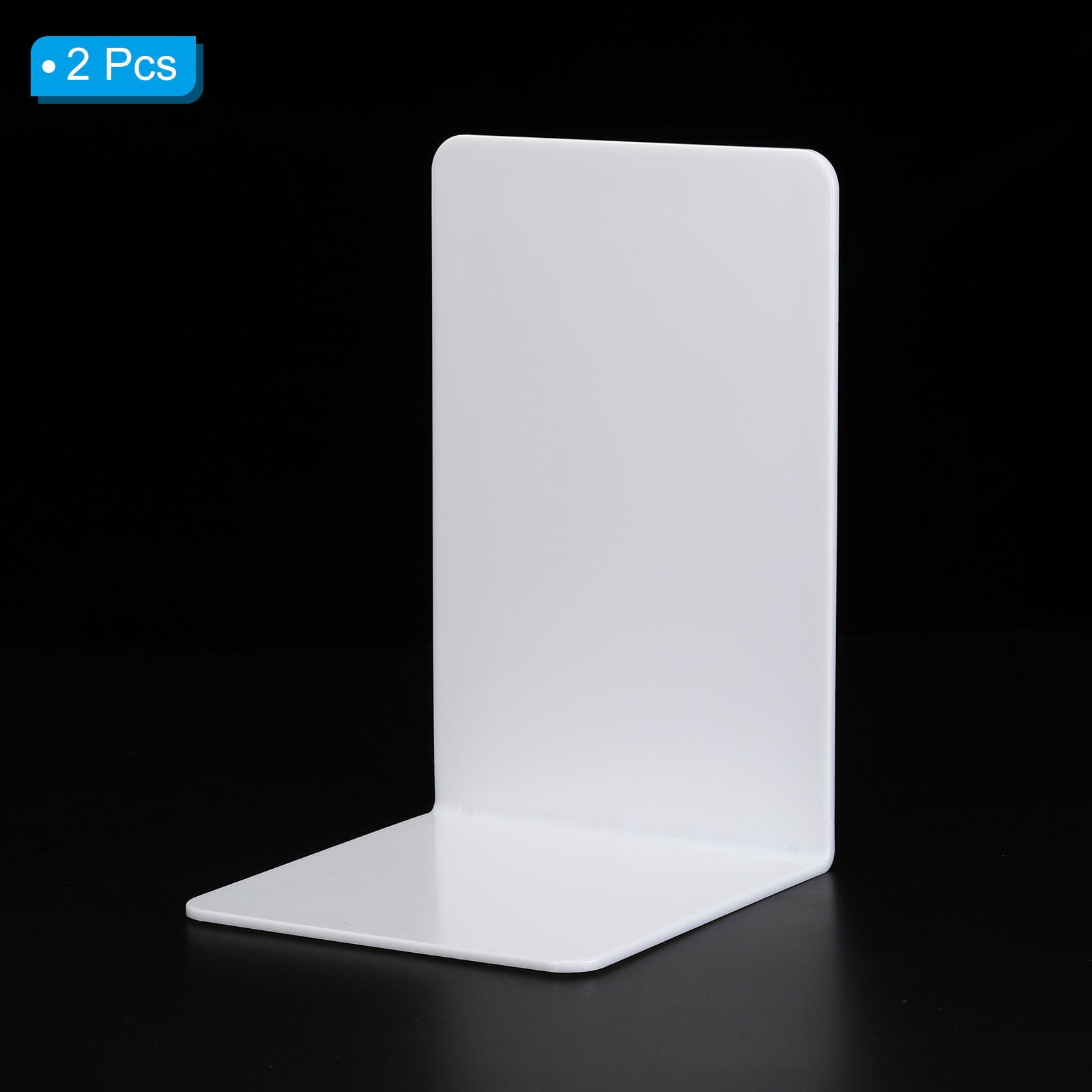 Unique Bargains Acrylic L-shaped Book Ends for Desktop Bookshelf Organizer 2Pcs White