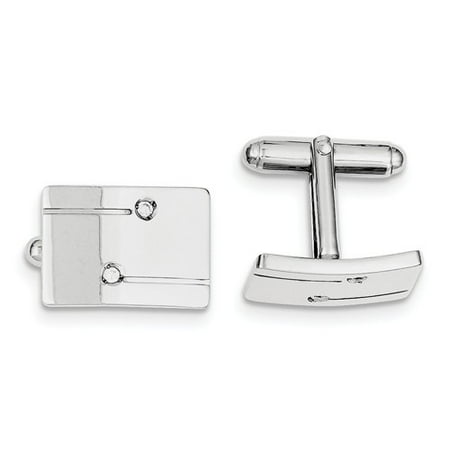 Sterling Silver Rectangle with CZ Cuff Links