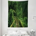 thumbnail image 1 of Jungle Decor Tapestry, Fresh Tropical Thailand Forest with Wooden Bridge Foliage Meditation Calm Landscape, Wall Hanging for Bedroom Living Room Dorm Decor, 60W X 80L Inches, Green, by Ambesonne, 1 of 2