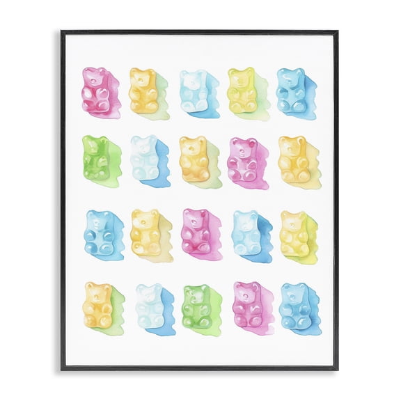 Pastel Candy Bears Collection Black Framed Giclee Art, design by Lil' Rue