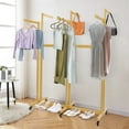 thumbnail image 3 of Free Standing Strong Structure Gold Adjustable Shirt Garment Rack with Wheels for Laundry Rooms, Corridors, 3 of 20