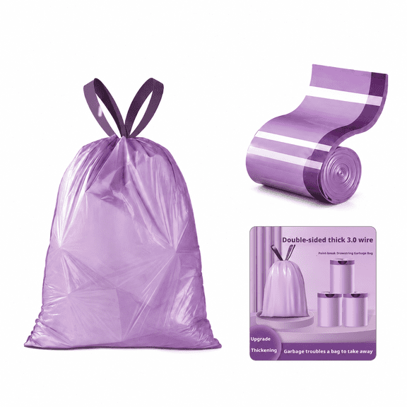 Small Drawstring Trash Bags, 100 Count Leak-Proof Tear-Resistant Garbage Bags for Bathroom, Bedroom, Office & Wastebaskets