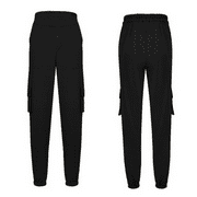 Women's Casual Cargo Pants Elastic Waist Jogger Sweatpants Long Trousers with Pockets Plus Size