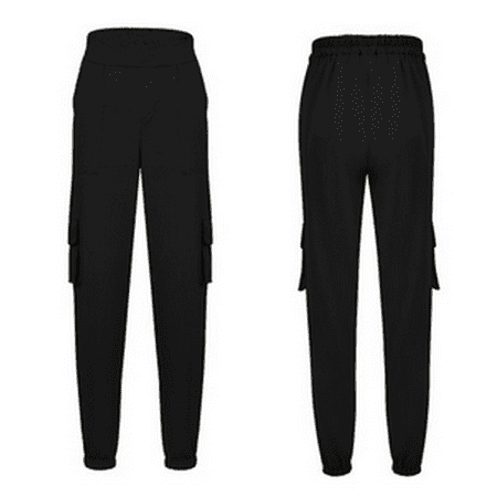 Women's Casual Cargo Pants Elastic Waist Jogger Sweatpants Long Trousers with Pockets Plus Size