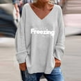 thumbnail image 2 of WREESH Womens Fashion T-Shirts Casual V Neck Print Pullover Loose Fit Long Sleeve Tops Casual Tops Blouse T-Shirt Gray, 2 of 4