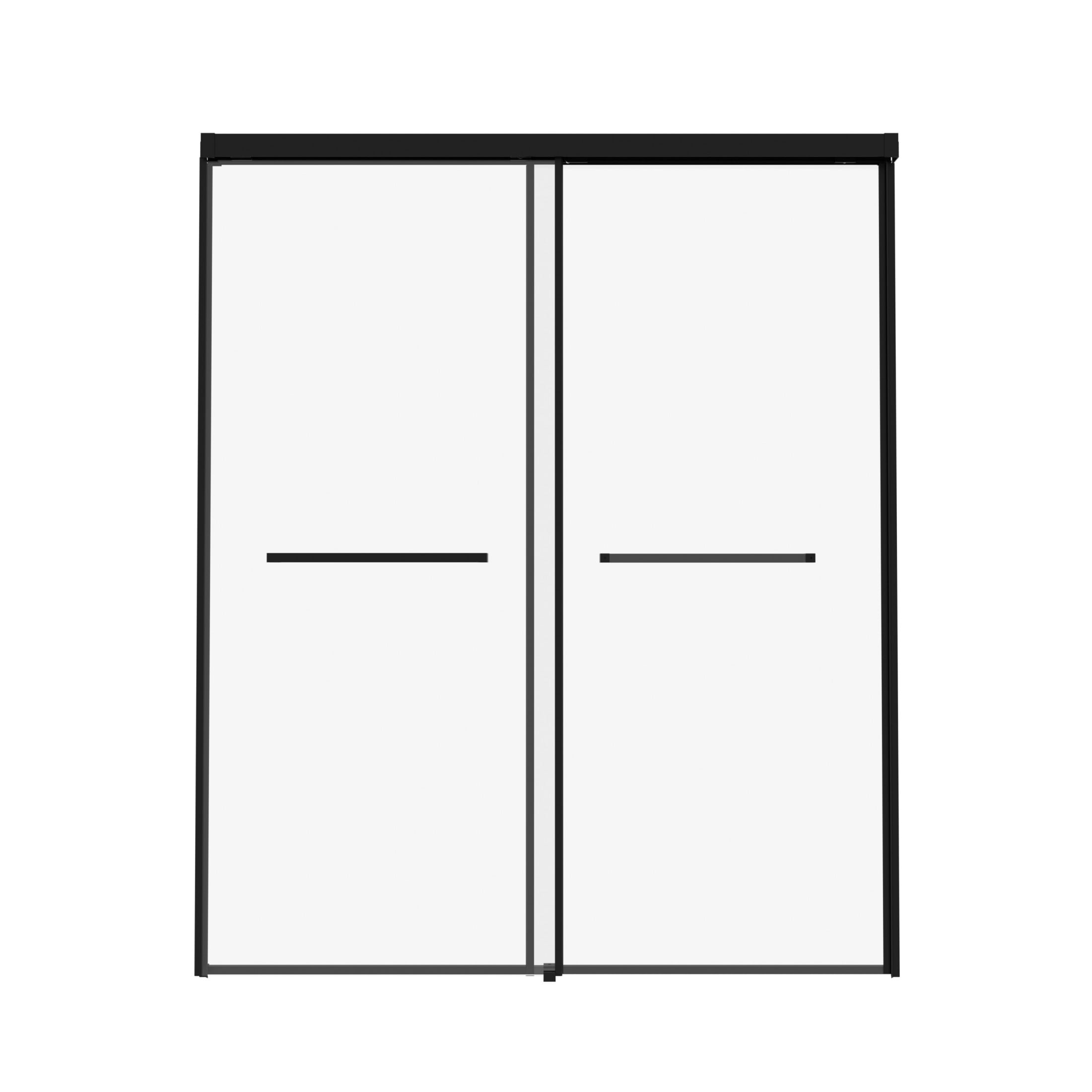 Noble House 60"x60" Bathtub Sliding Shower Door, Semi-Frameless Double Tub Door, Tempered Clear Glass, Matte Black