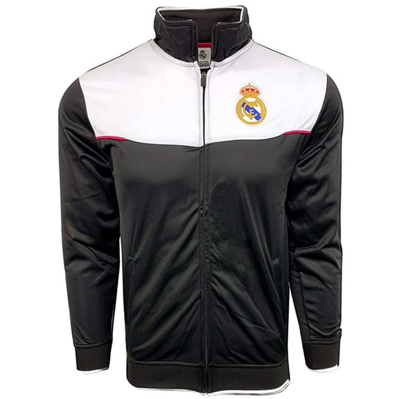 Rhinox Real Madrid Soccer Track Jacket, Polyester, Black/White/Pink, YS-AXL