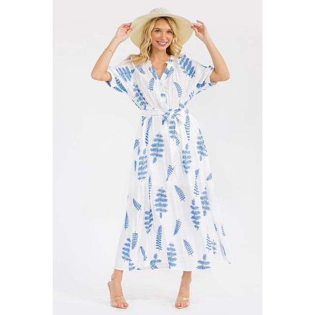 Vestido bordado de hojas Roman Fashion /Juvenil, 6067 (Blanco) blanco CH