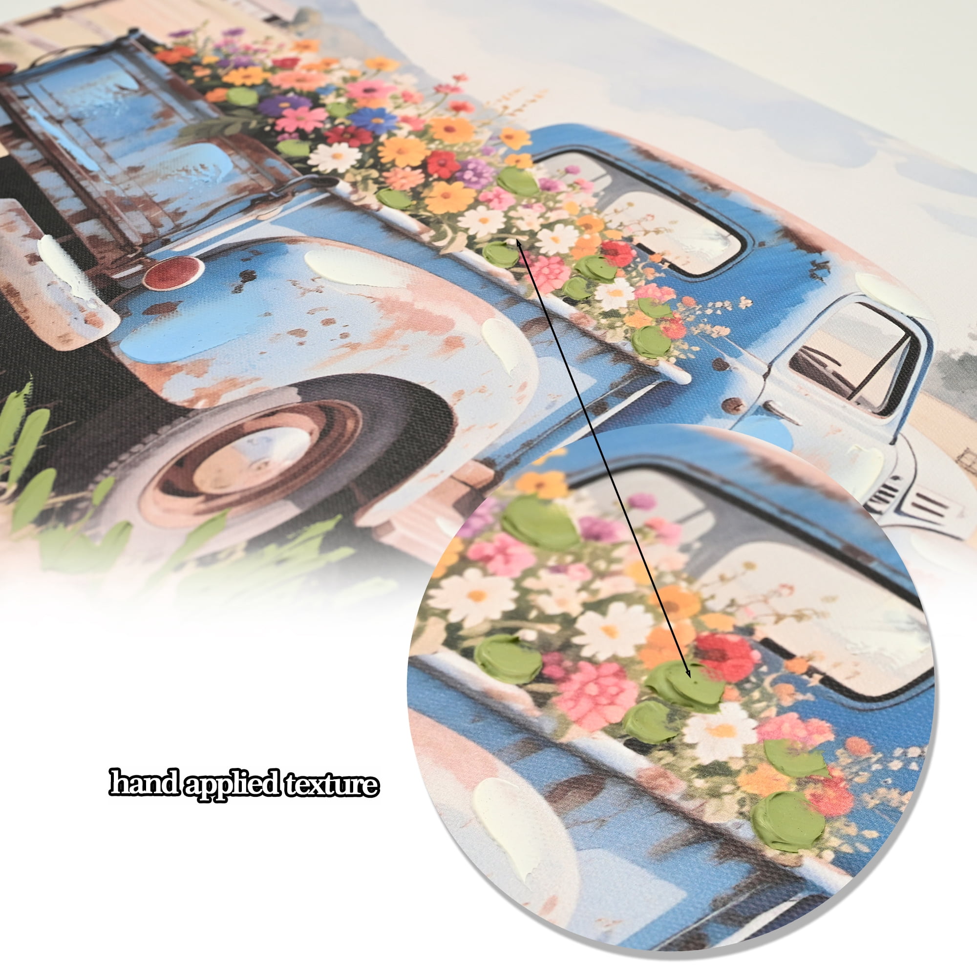 MOONMISS Farmhouse Old Truck Canvas Wall Art Print 12x16in