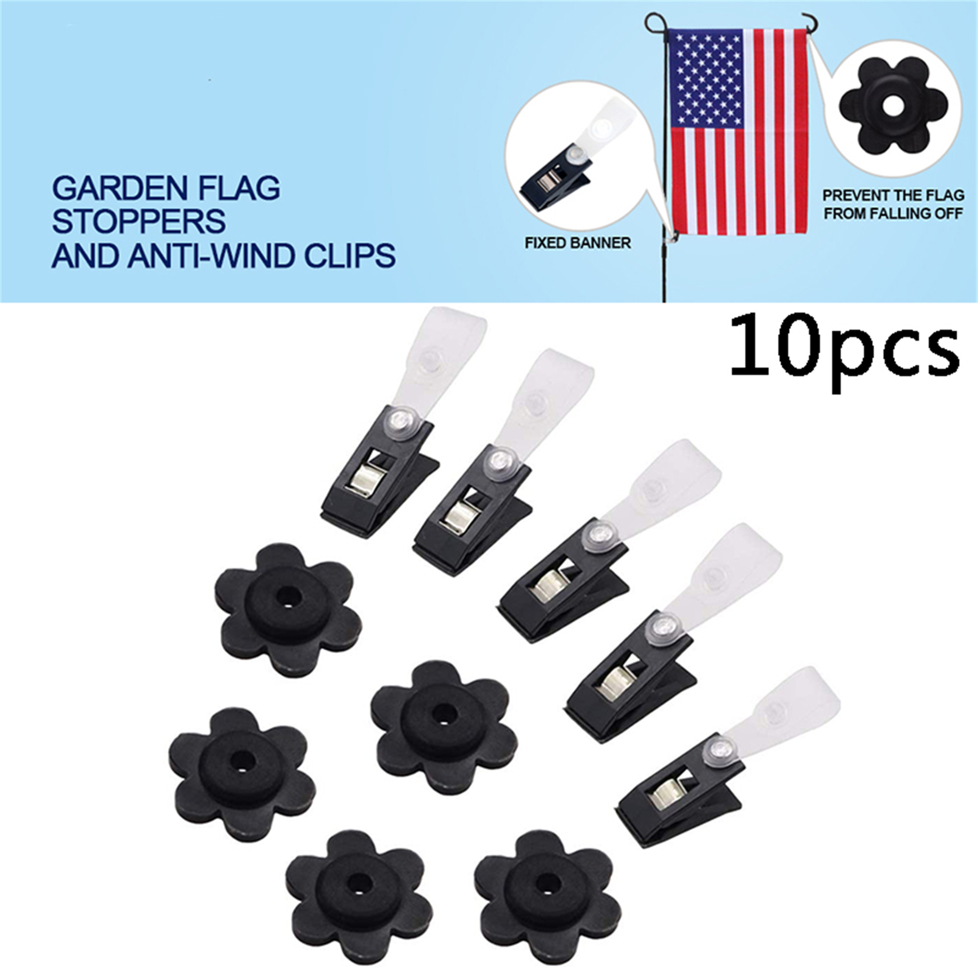 Elbourn 10 PCS Garden Flag Rubber Stoppers and Adjustable AntiWind