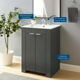 thumbnail image 4 of Sink Vanity Cabinet, Melamine, Grey Gray White, Modern Contemporary Urban Design, Hotel Bedroom Bathroom Master Suite Guest, 4 of 10