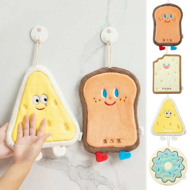 Xihbxyly Pañuelo Coreano de Terciopelo Grueso de Tres Capas, Diseño Bordado Suave, Absorción de Agua Rápida, Estampados de Dulces Horneados, Ideal para Limpiarse Las Manos En La Cocina, Uso Doméstico