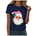 thumbnail image 6 of larppty Christmas Shirts Women Santa T-Shirts Xmas Graphic Tee Holiday Tops (Navy, S), 6 of 6