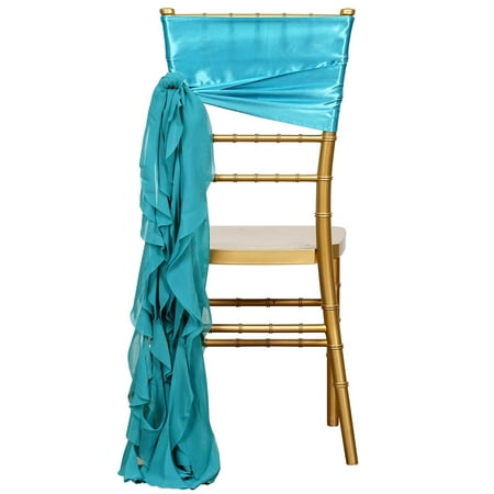 

Efavormart 5pcs Chiffon Turquoise Curly Chair Sashes For Home Wedding Birthday Party Dance Banquet Event Decoration