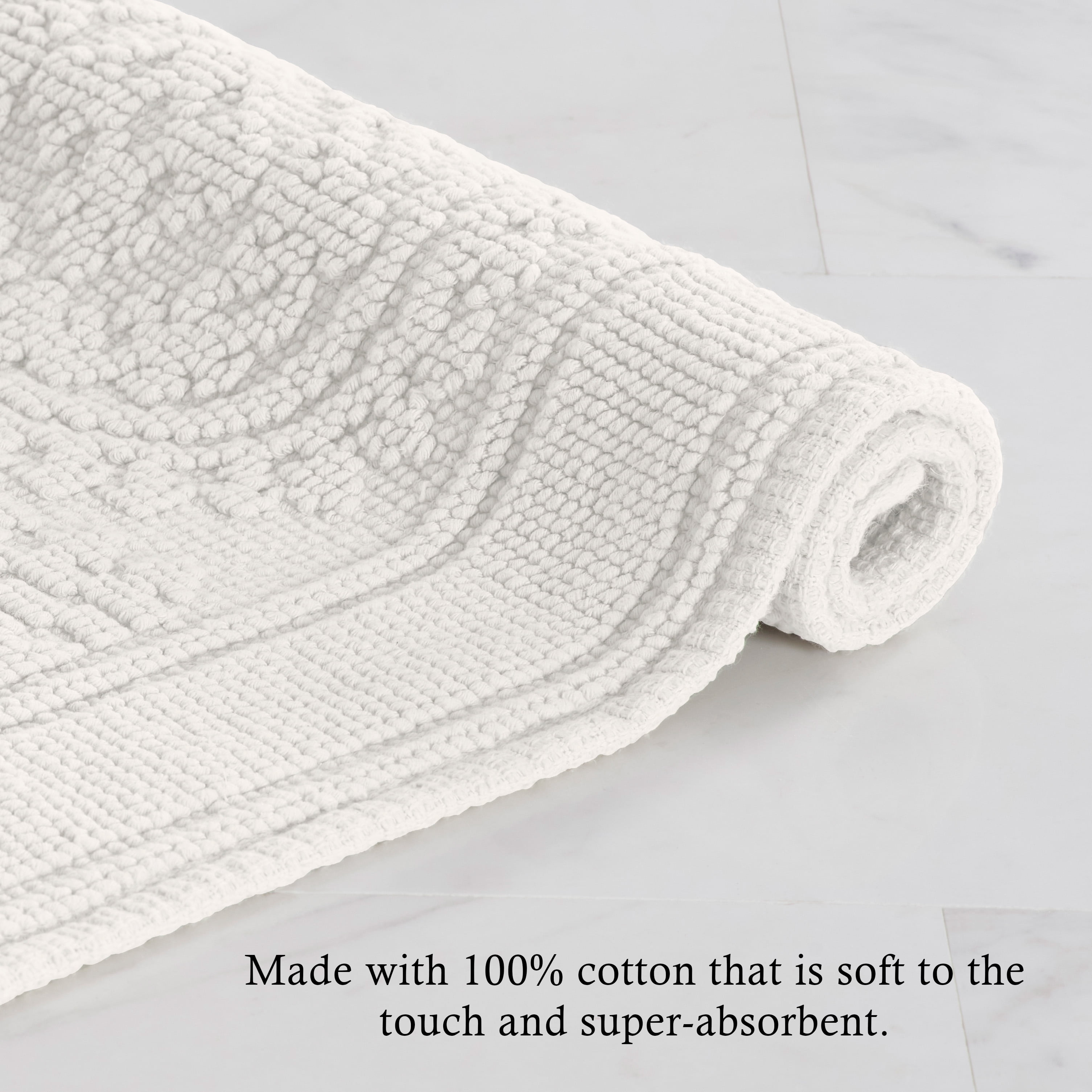 Jean Pierre Ricardo Cotton Fringe 21 x 34 in. Bath Rug, White