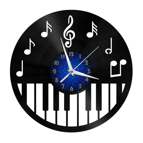 Piano keyboard music performance 2 Vinyl Record Wall Clock for Kitchen Wall Decor Wall Art Gift for Lover Gift Idea for a Best Friend(B)